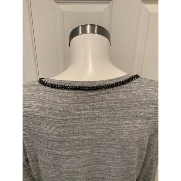 Juicy Couture Gray Heathered Knit Top w/ Jewel Neckline, Size Large - Picture 6 of 7